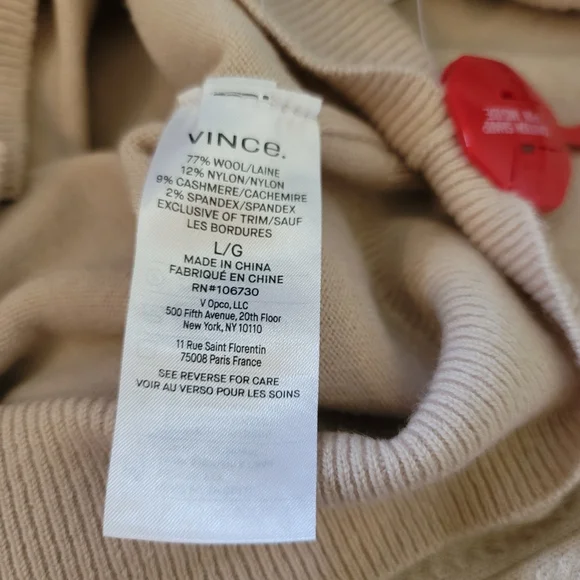 NWT Vince. Wool & Cashmere Blend Cardigan Size Large-Retail $398.00